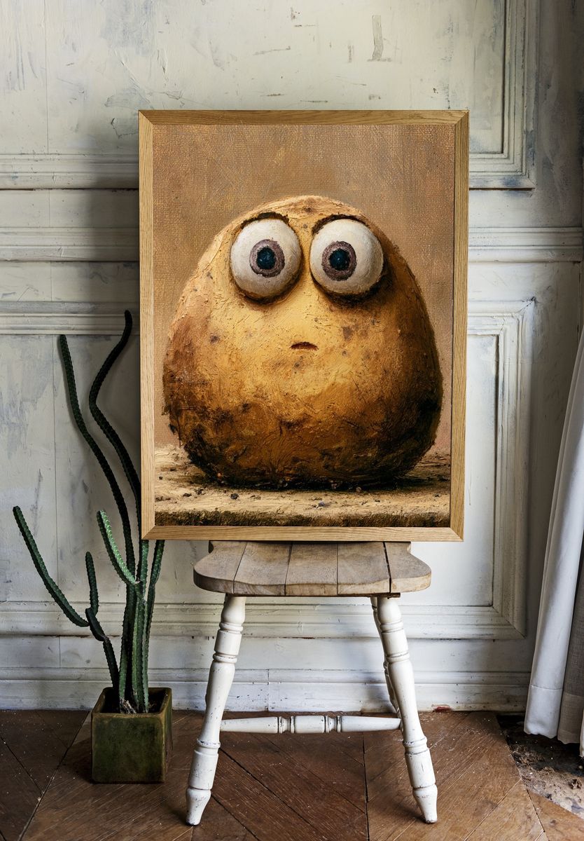 Surprised Potato Illustration Poster. — room view 1