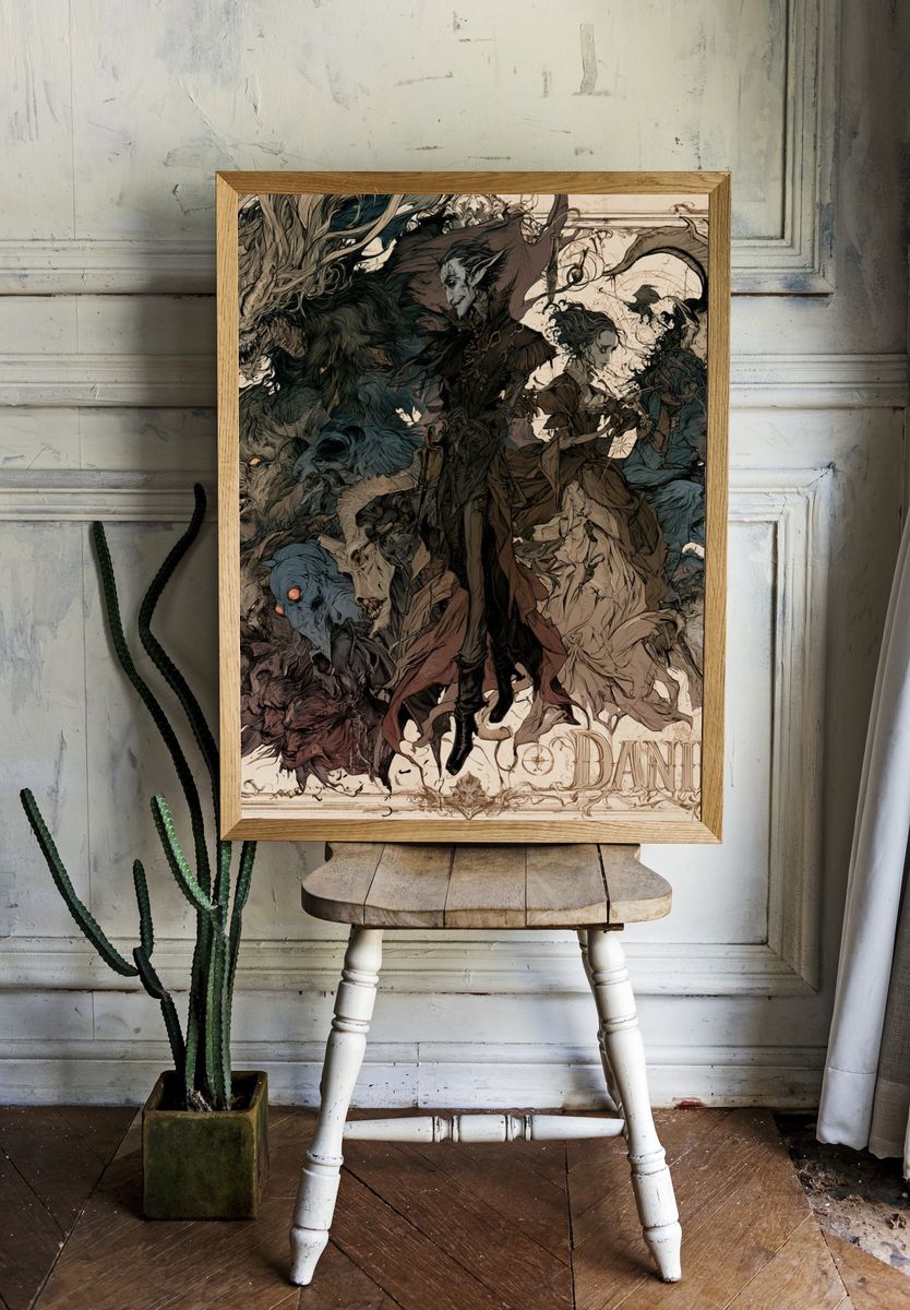 Dark Fantasy Creature Collage Poster. — room view 1