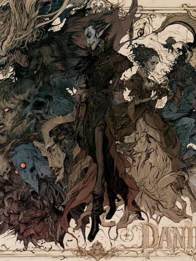 Dark Fantasy Creature Collage Poster. poster print