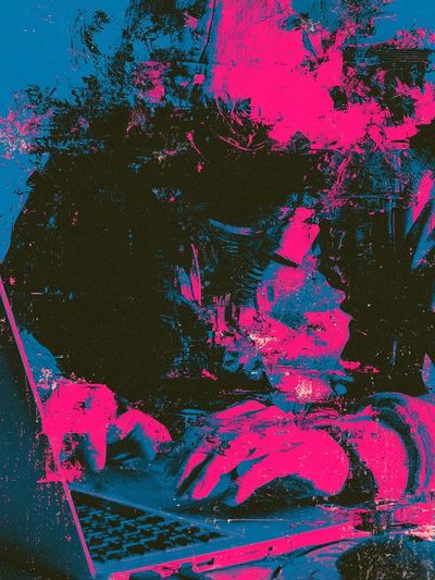 Neon Hacker Glitch Poster. poster