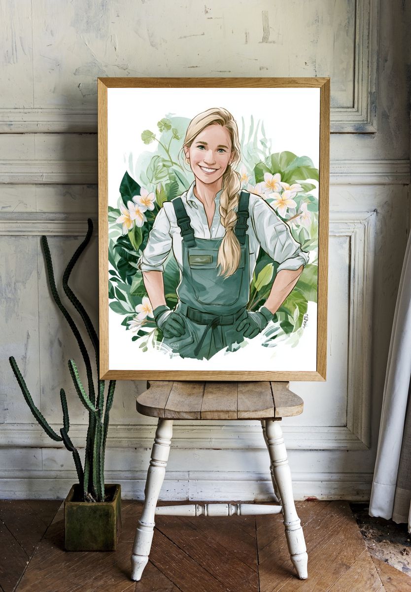 Gardener Portrait Illustration Poster. room preview