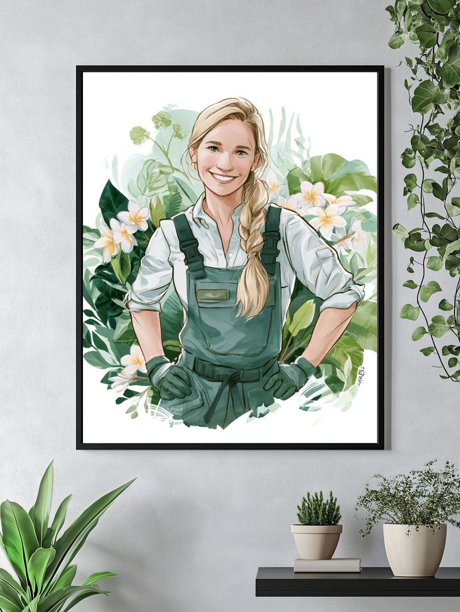 Gardener Portrait Illustration Poster. — room view 4