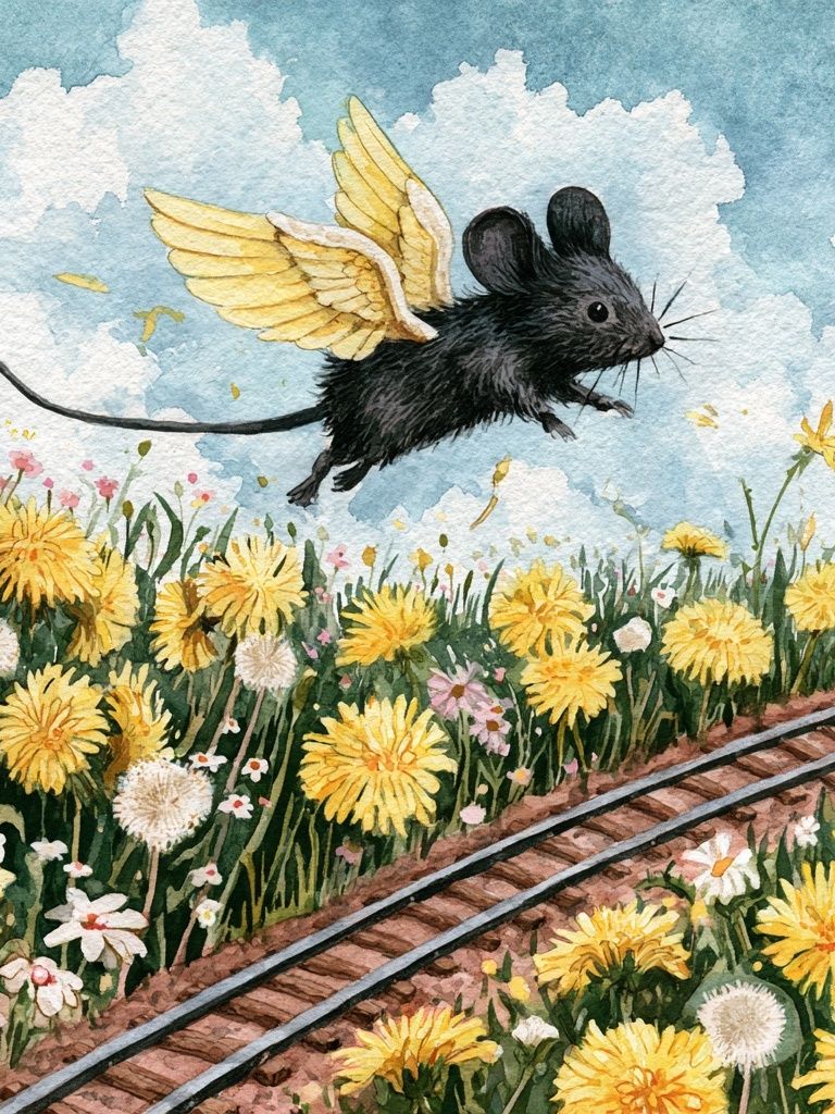 Winged Mouse Meadow Poster. poster detail