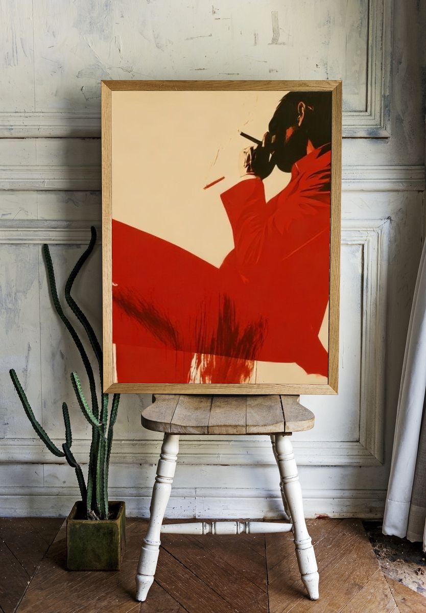 Red Silhouette Smoking Poster. — room view 1