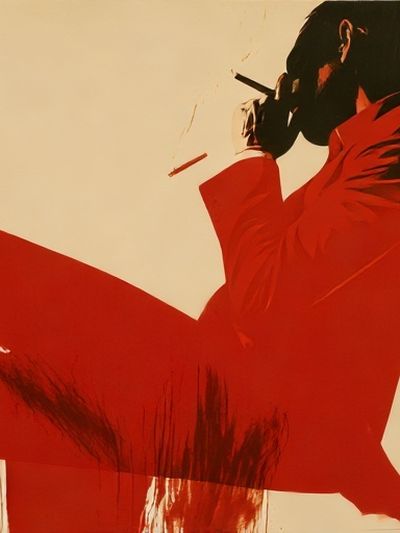 Red Silhouette Smoking Poster.