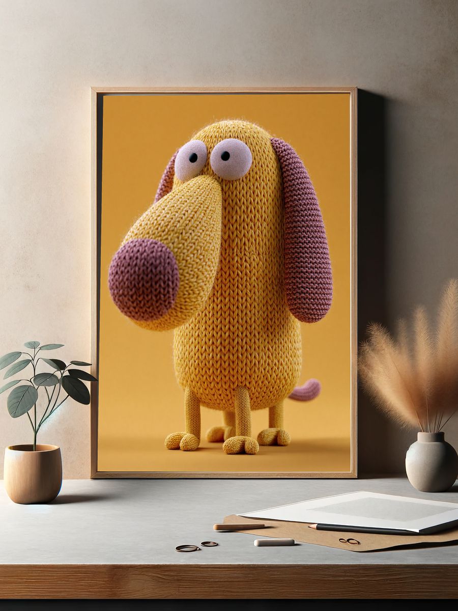 Knitted Dog Character Illustration Poster. — room view 2