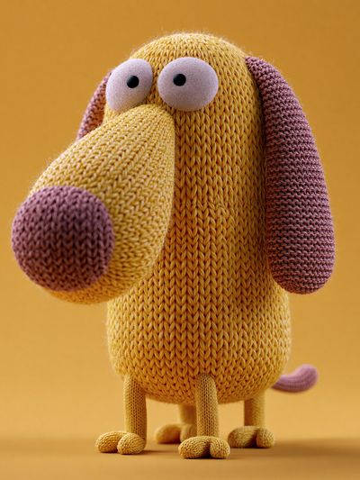 Knitted Dog Character Illustration Poster. poster