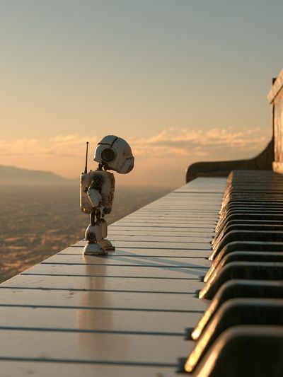 Lonely Robot at Sunset Poster.