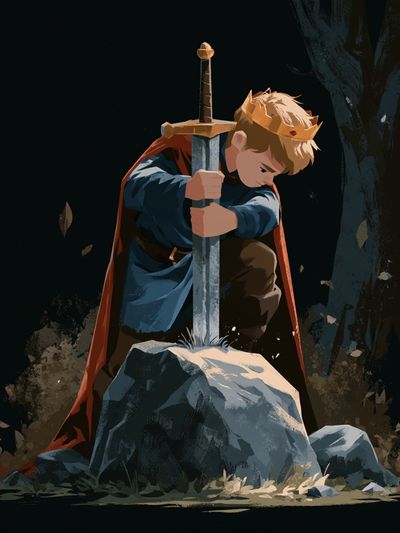 Young Knight with Sword Poster. poster print