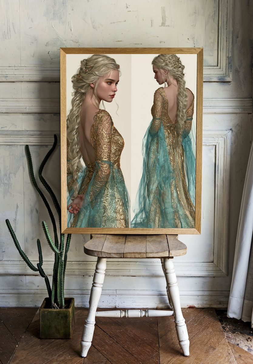 Elven Gown Portrait Print. room preview