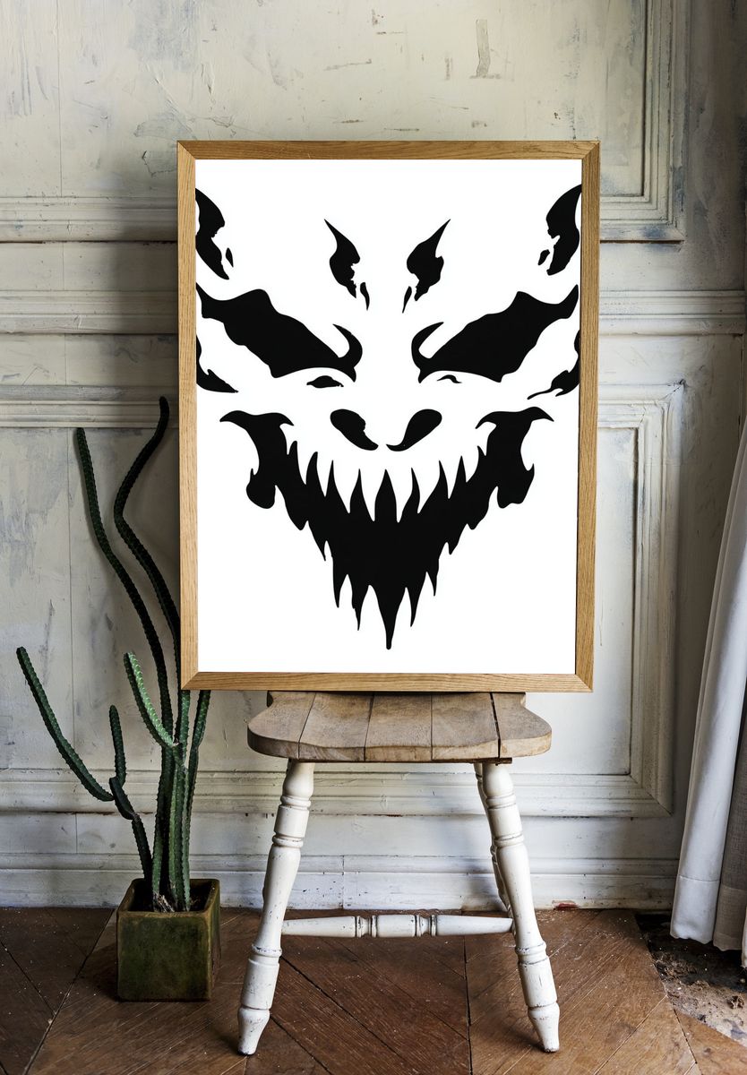 Demonic Skull Silhouette Poster. room preview