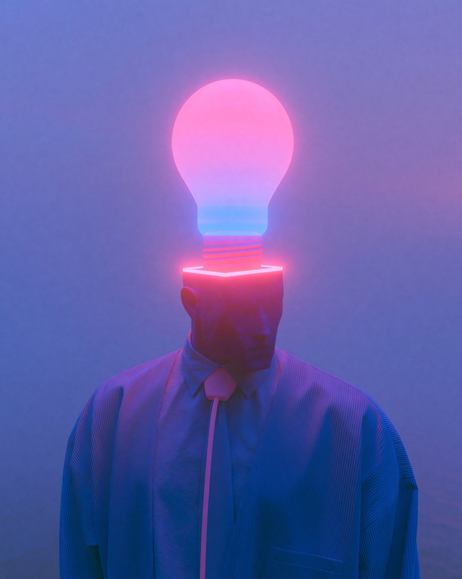 Neon Lightbulb Portrait Print. poster detail
