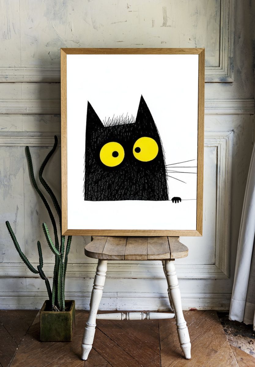 Black Cat Cartoon Poster. — room view 1