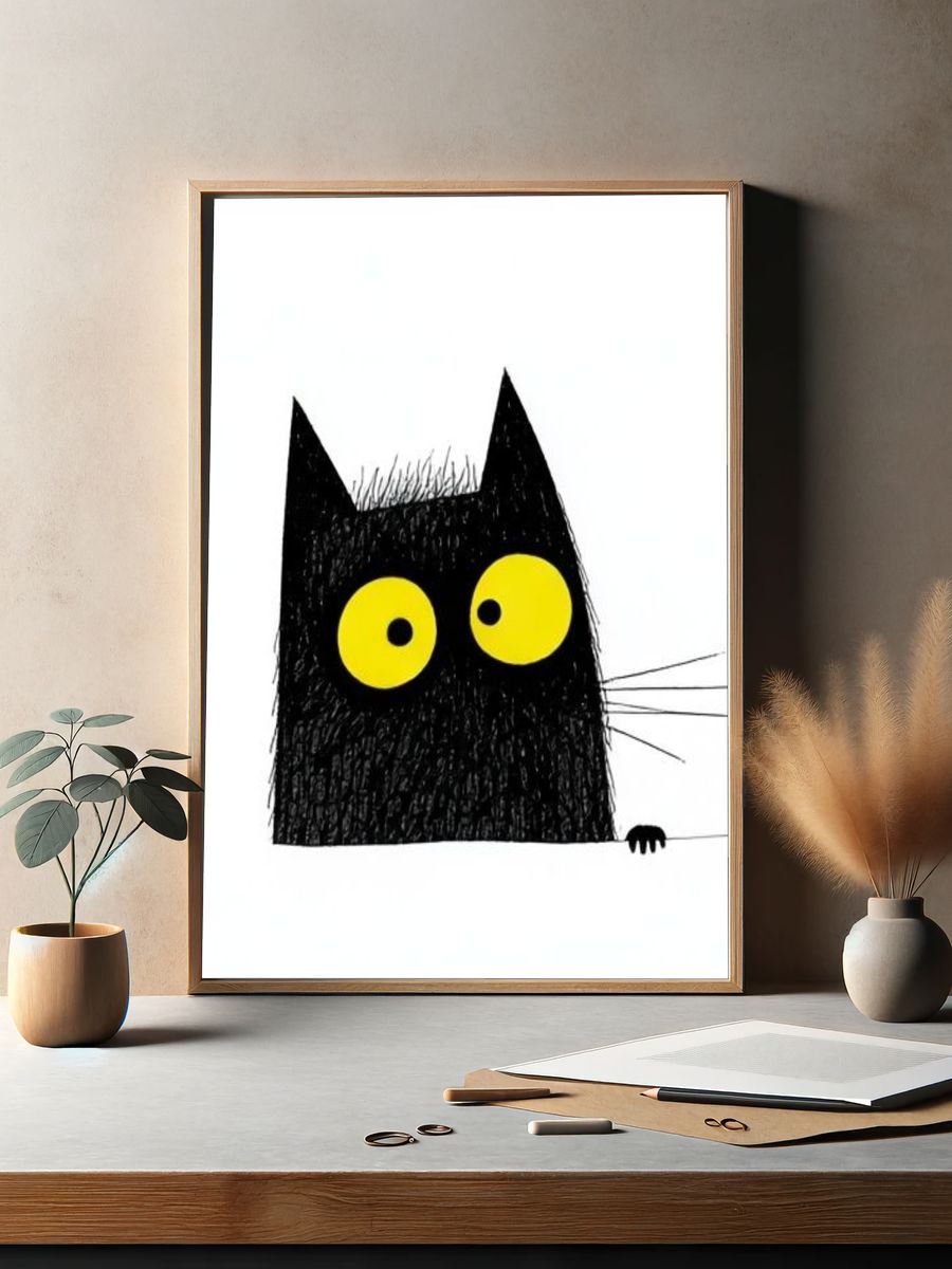 Black Cat Cartoon Poster. — room view 2