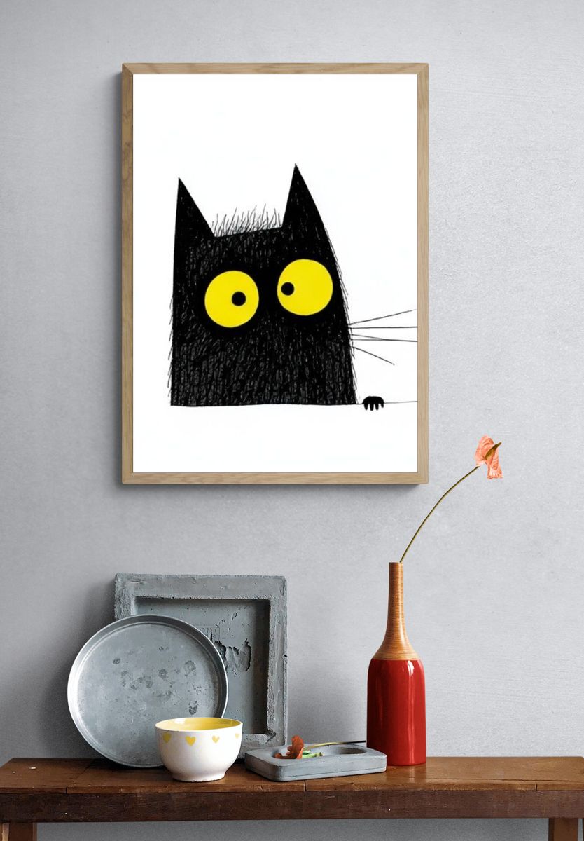 Black Cat Cartoon Poster. — room view 3