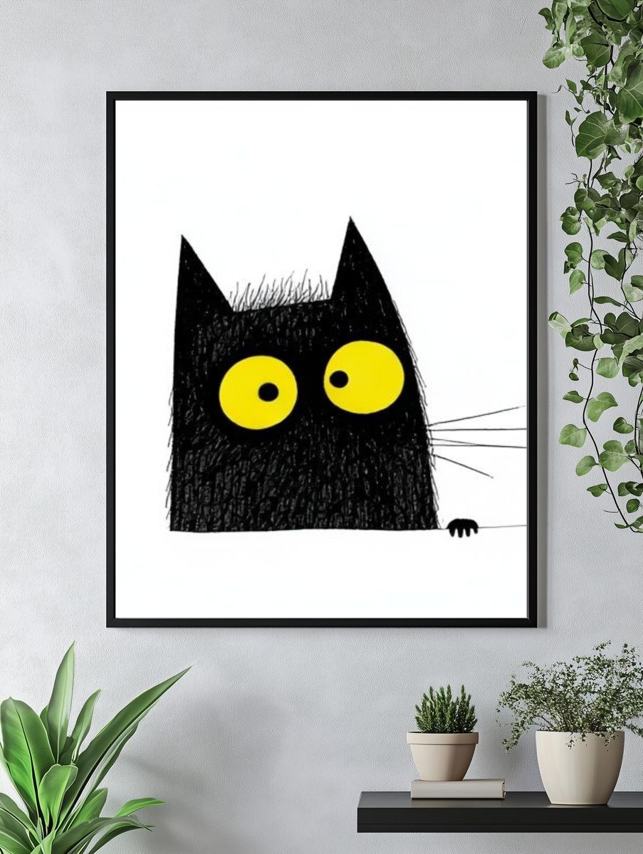 Black Cat Cartoon Poster. — room view 4