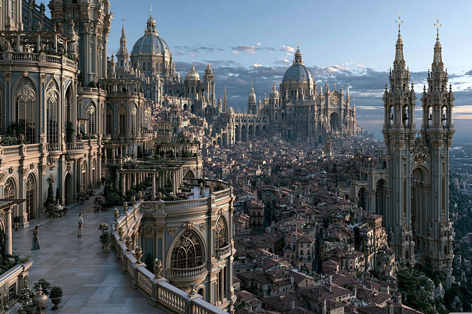 Fantastical Cathedral Cityscape Print. poster detail