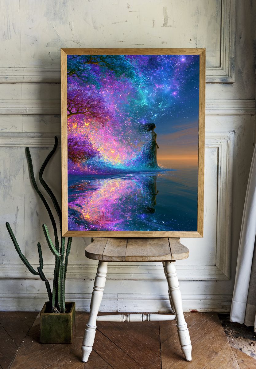 Celestial Woman Fantasy Print. room preview