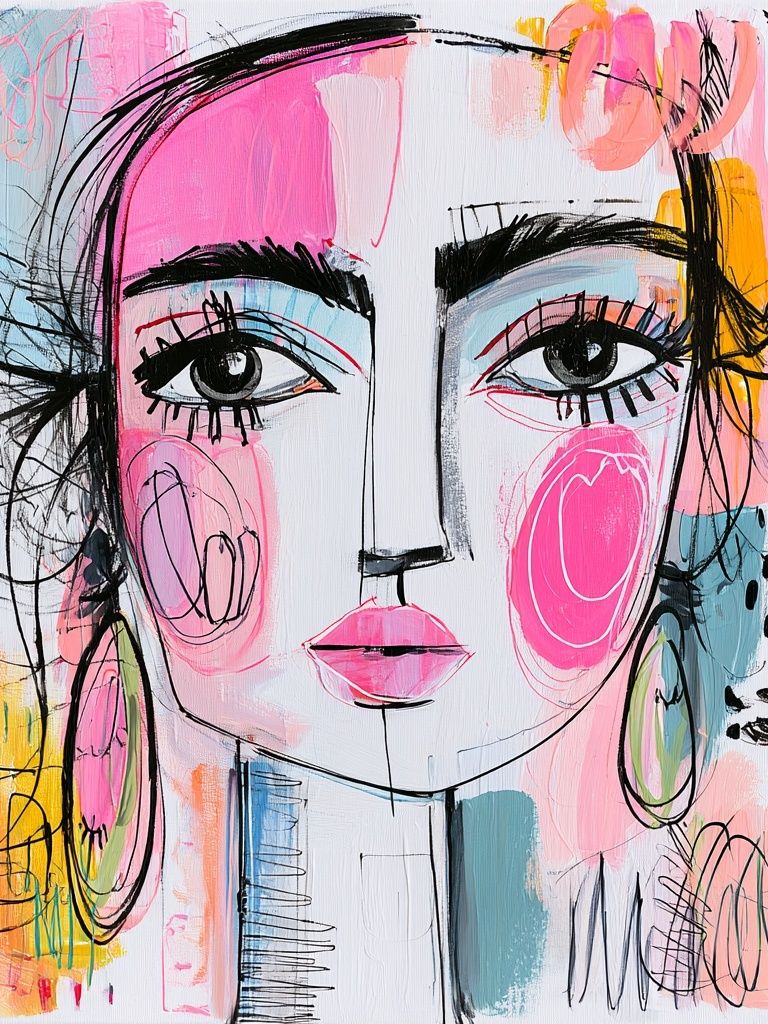 Abstract Fashion Face Illustration Poster. poster — illustration art