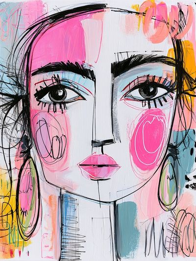 Abstract Fashion Face Illustration Poster. poster print
