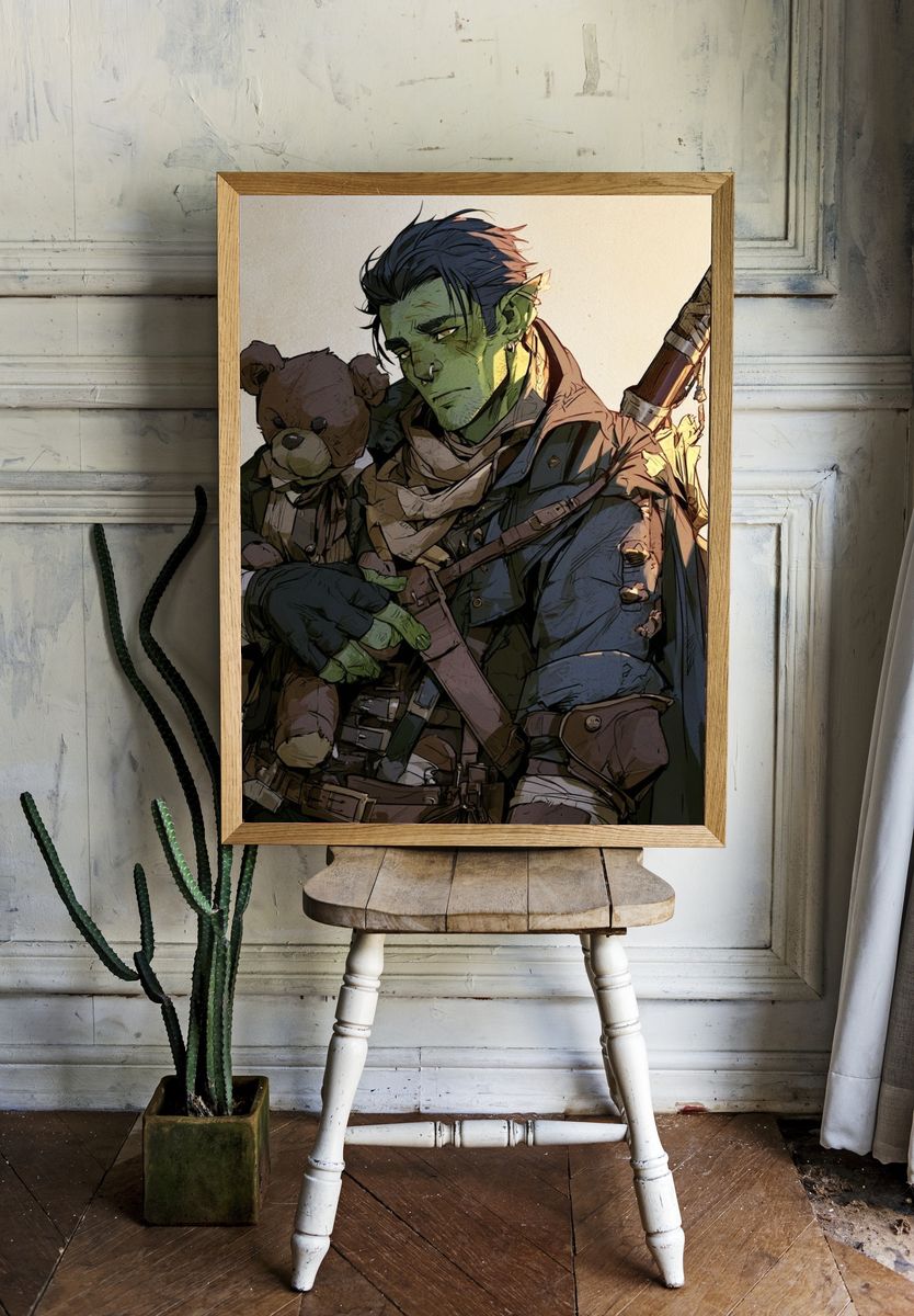 Fantasy Orc Portrait Poster. — room view 1