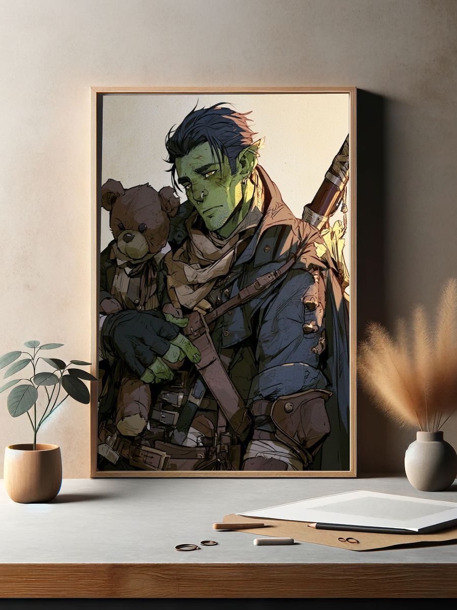 Fantasy Orc Portrait Poster. — room view 2