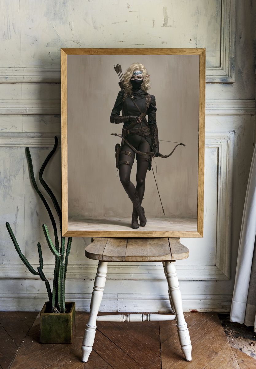 Elven Archer Fantasy Illustration Poster. — room view 1