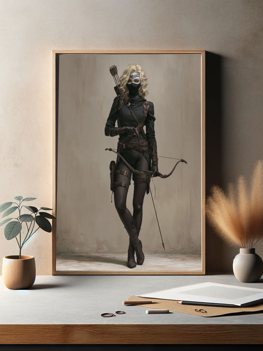 Elven Archer Fantasy Illustration Poster. — room view 2