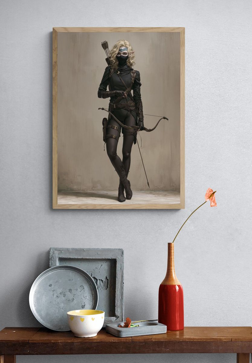 Elven Archer Fantasy Illustration Poster. — room view 3