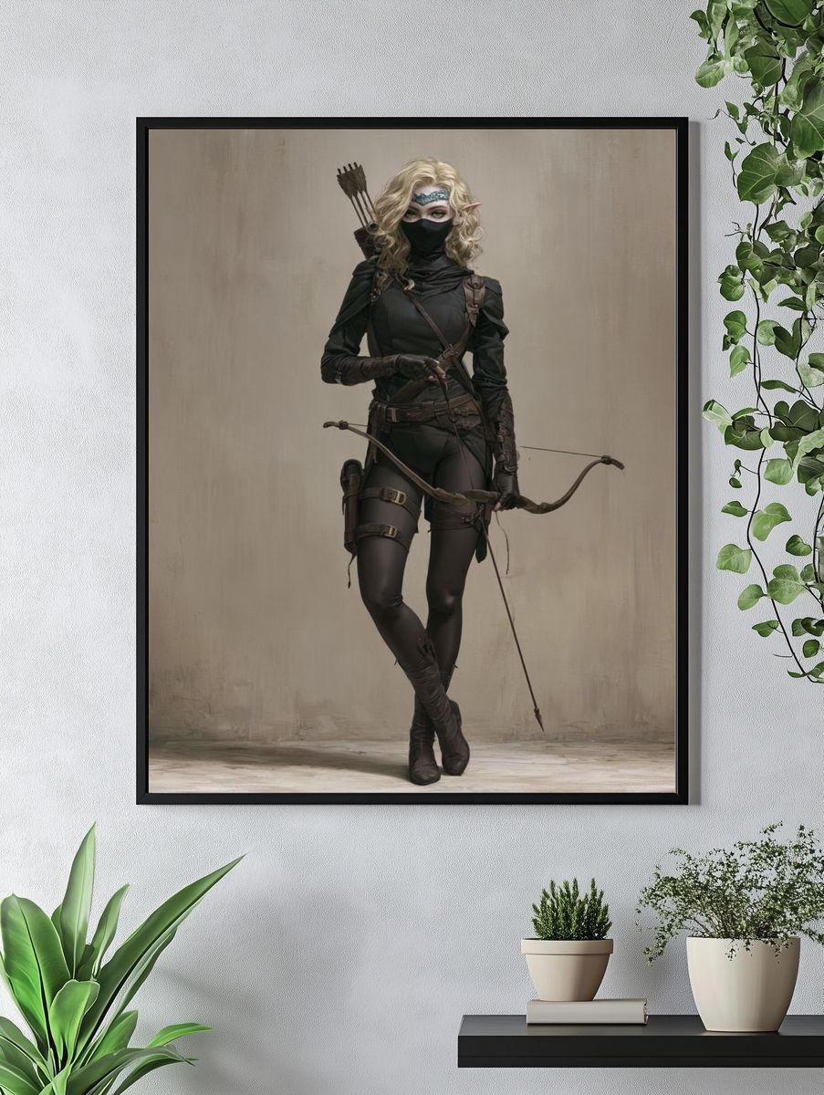 Elven Archer Fantasy Illustration Poster. — room view 4