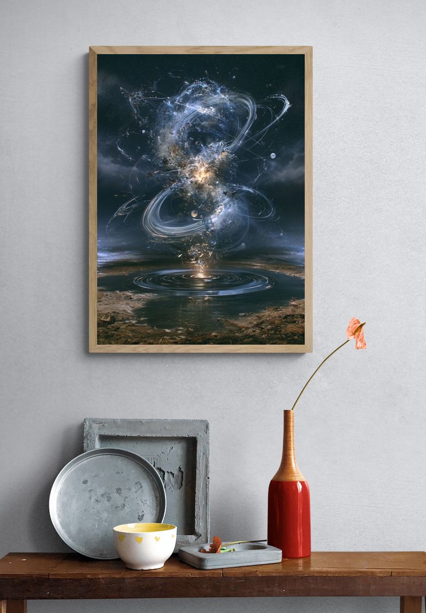 Cosmic Vortex Surrealism Poster. — room view 3