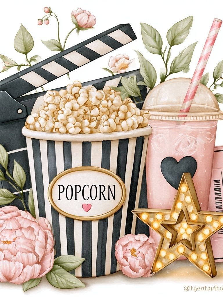 Movie Night Popcorn Illustration Poster. poster — illustration art