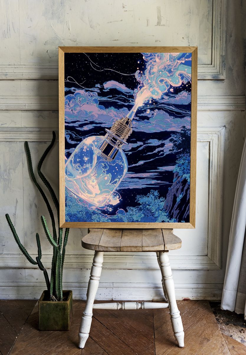 Cosmic Light Bulb Illustration Poster. room preview