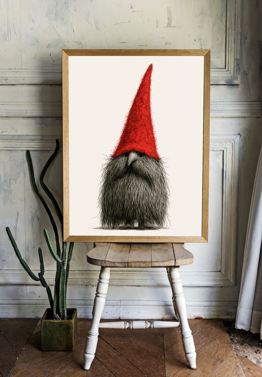 Gnome Portrait Illustration Poster. — room view 1