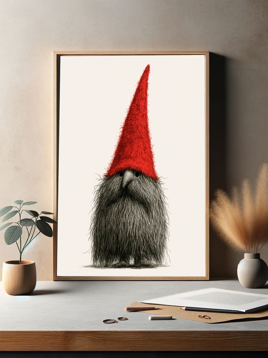 Gnome Portrait Illustration Poster. — room view 2