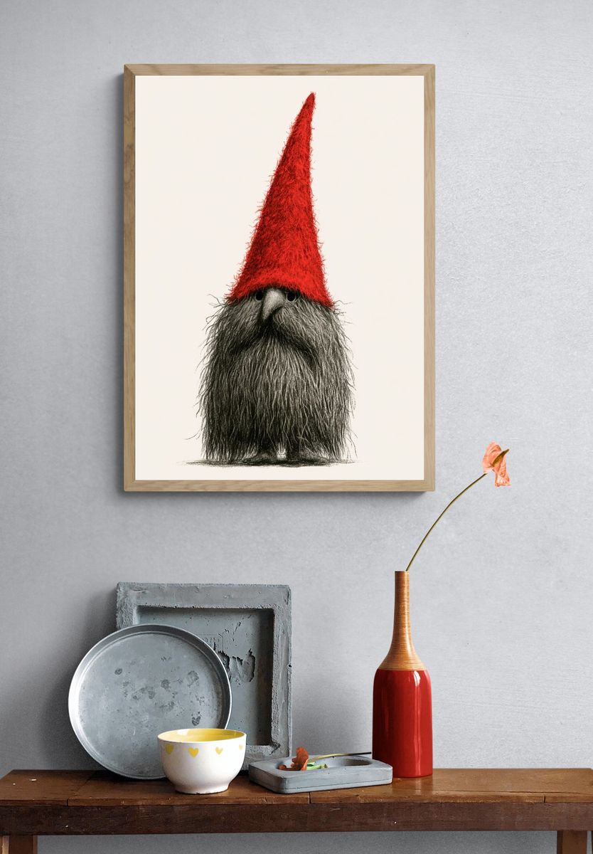 Gnome Portrait Illustration Poster. — room view 3