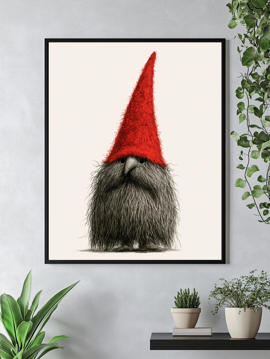 Gnome Portrait Illustration Poster. — room view 4