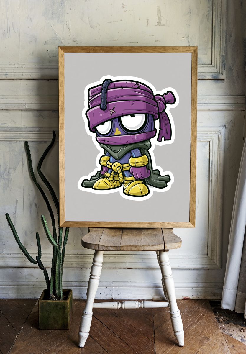 Purple Ninja Cartoon Print. — room view 1