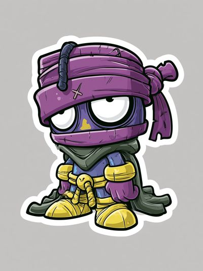 Purple Ninja Cartoon Print. poster