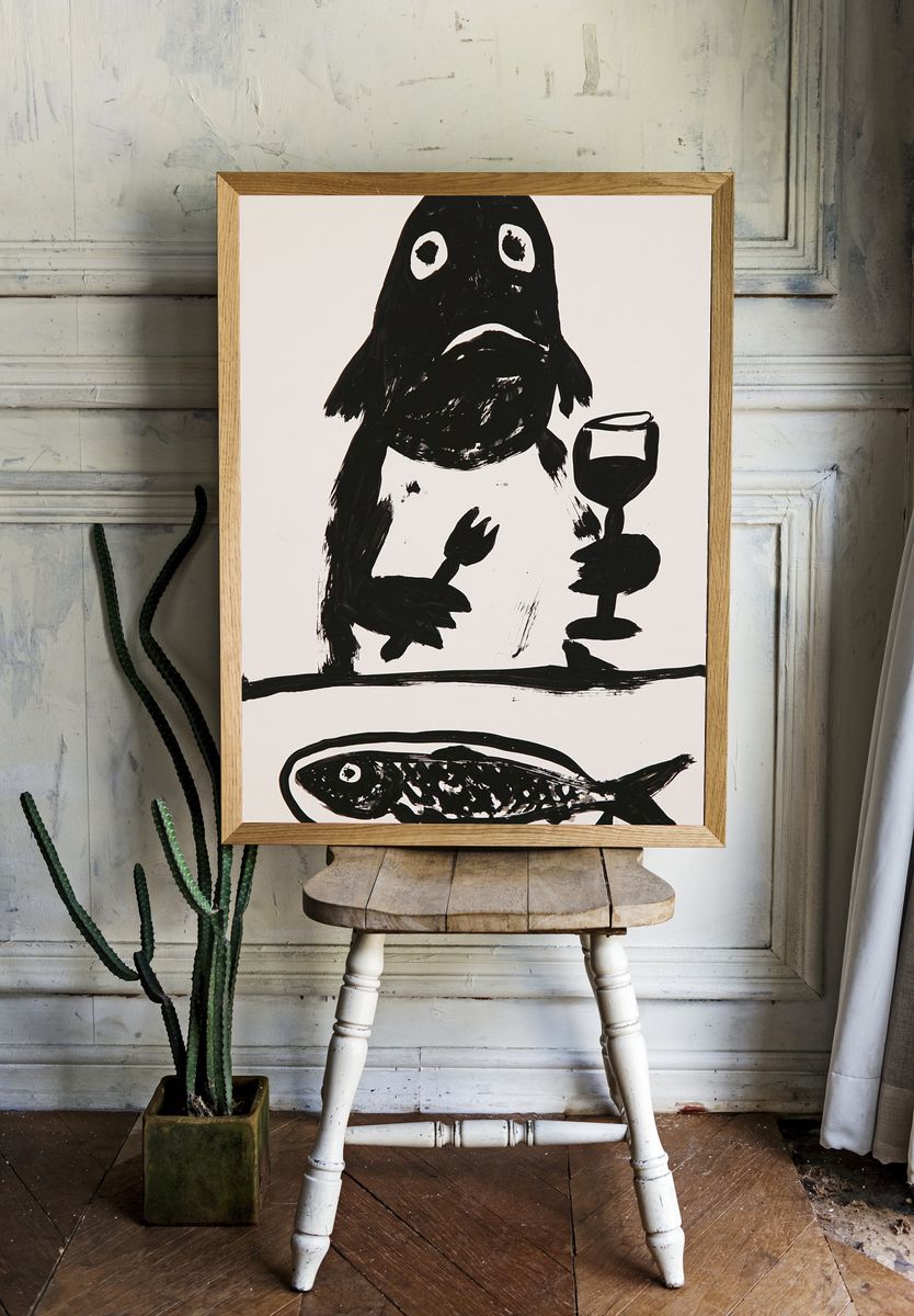 Fish and Ghost Ink Poster. room preview