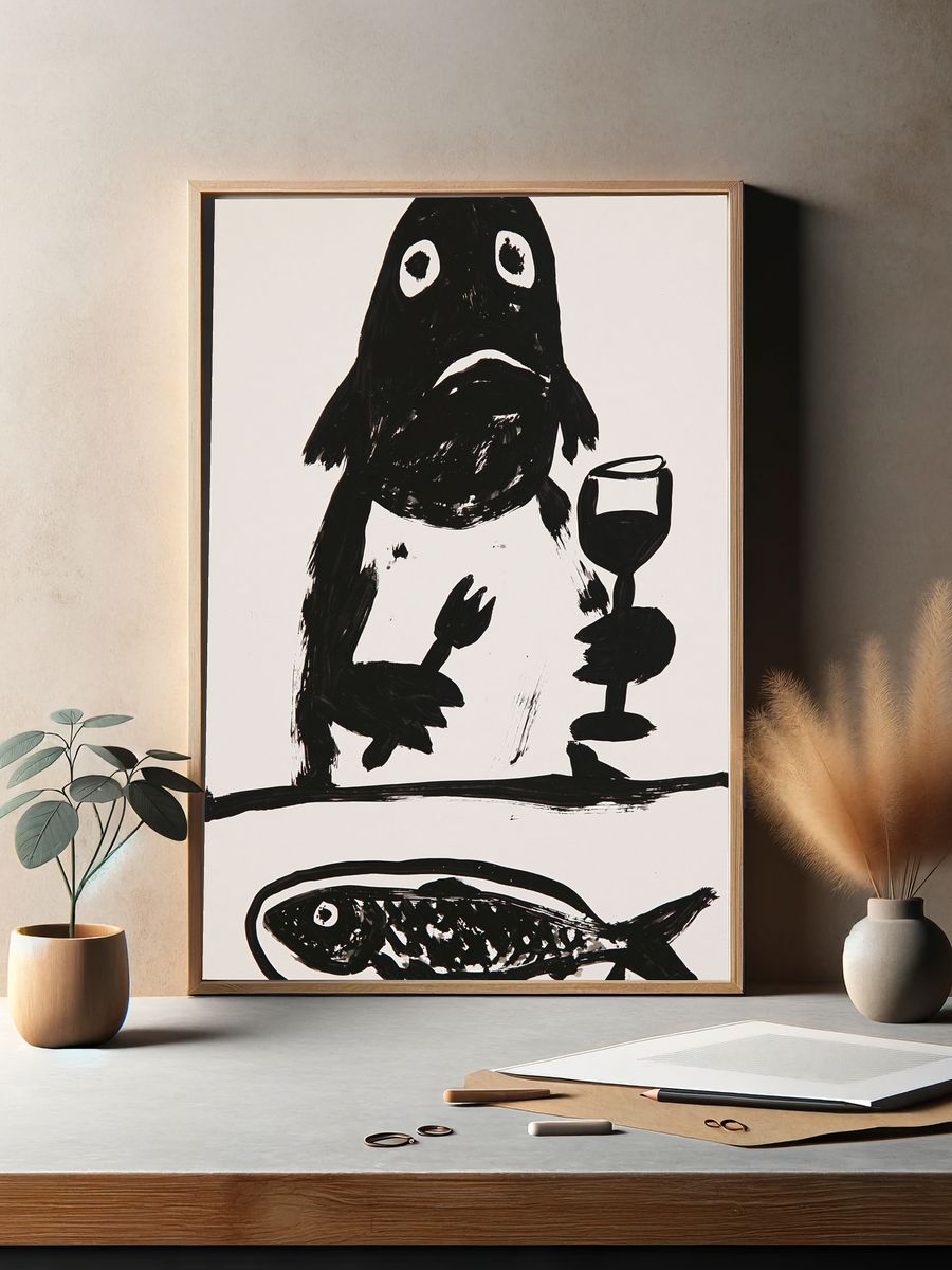 Fish and Ghost Ink Poster. — room view 2