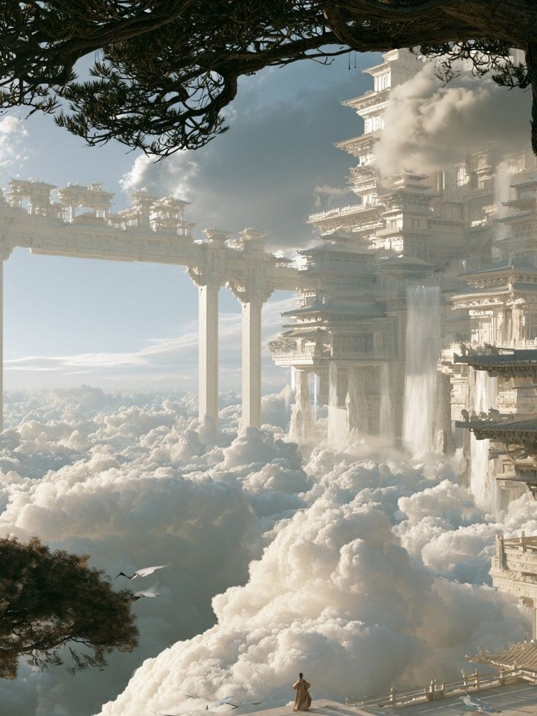 Cloud City Temple Fantasy Print. poster detail