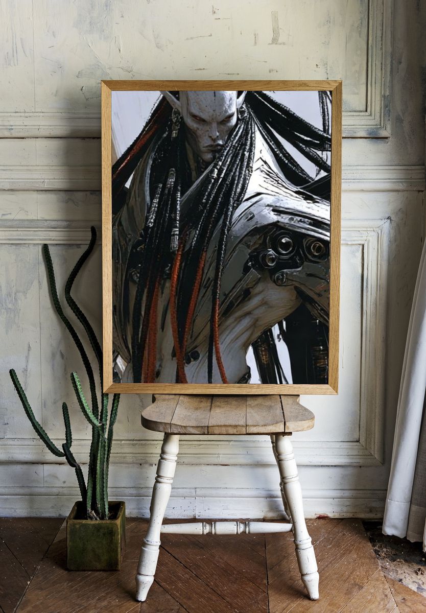 Alien Warrior Portrait Print. — room view 1
