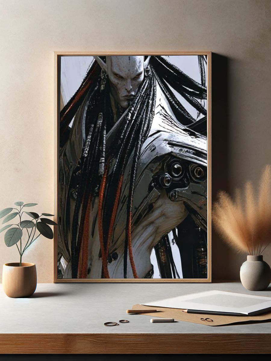 Alien Warrior Portrait Print. — room view 2