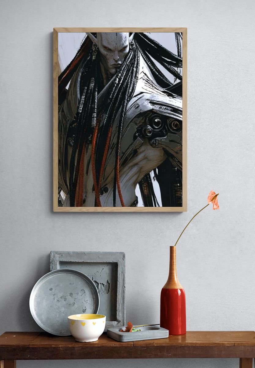 Alien Warrior Portrait Print. — room view 3