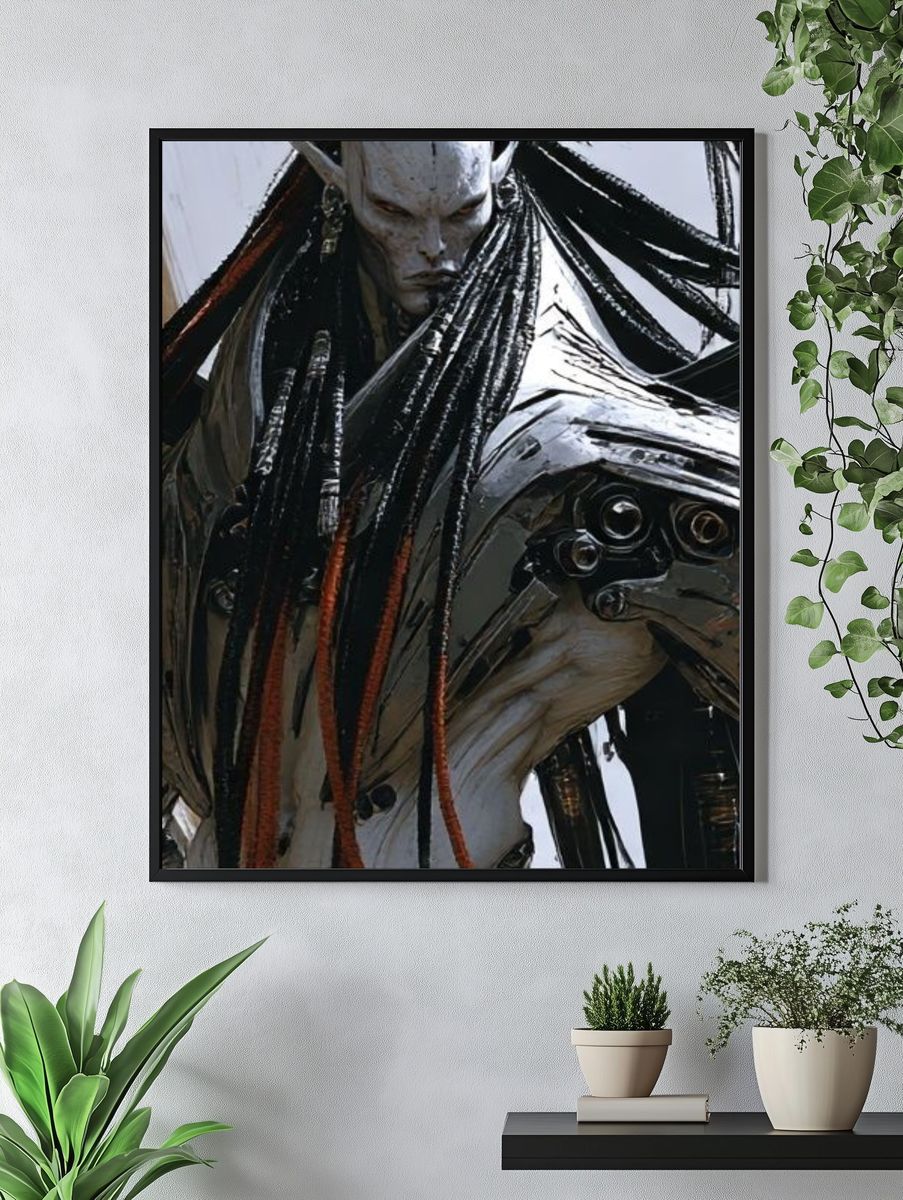 Alien Warrior Portrait Print. — room view 4