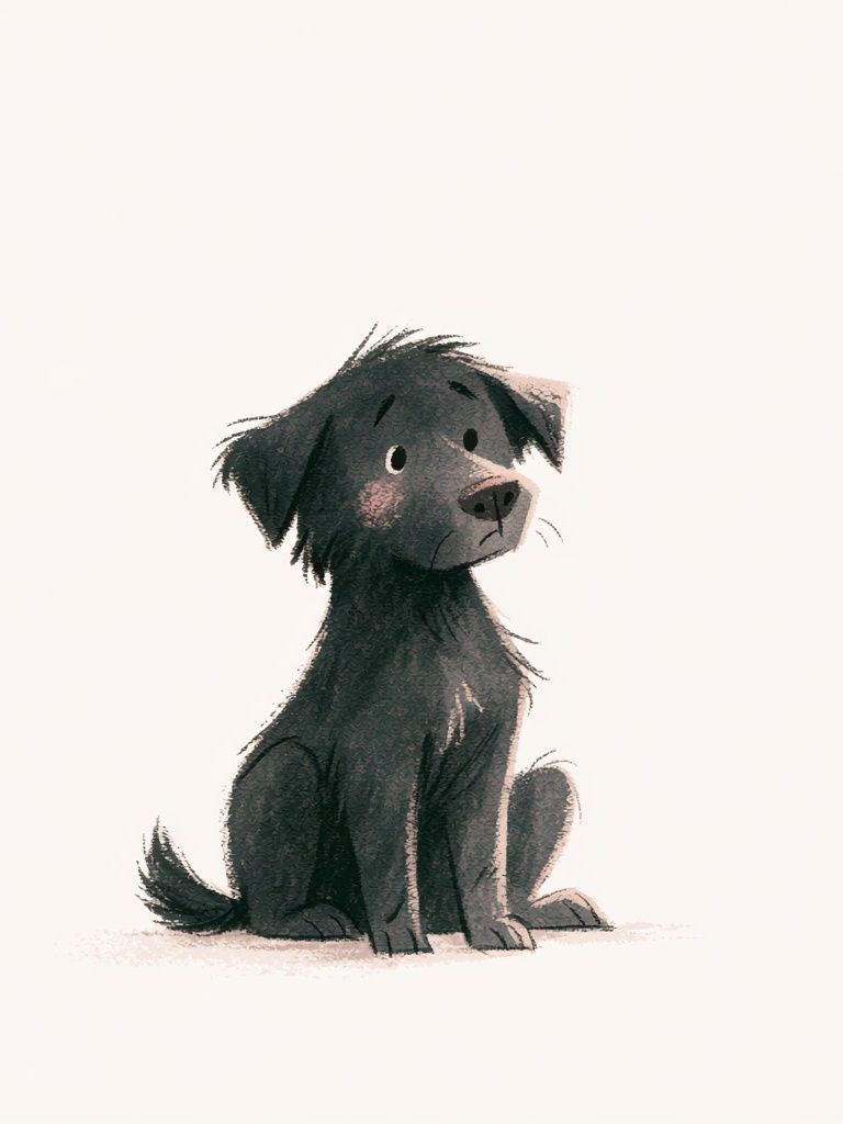 Black Puppy Illustration Poster. poster — illustration art