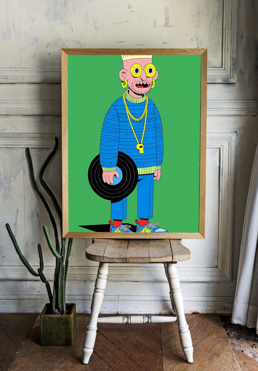 Punk Vinyl Character Illustration Poster. — room view 1