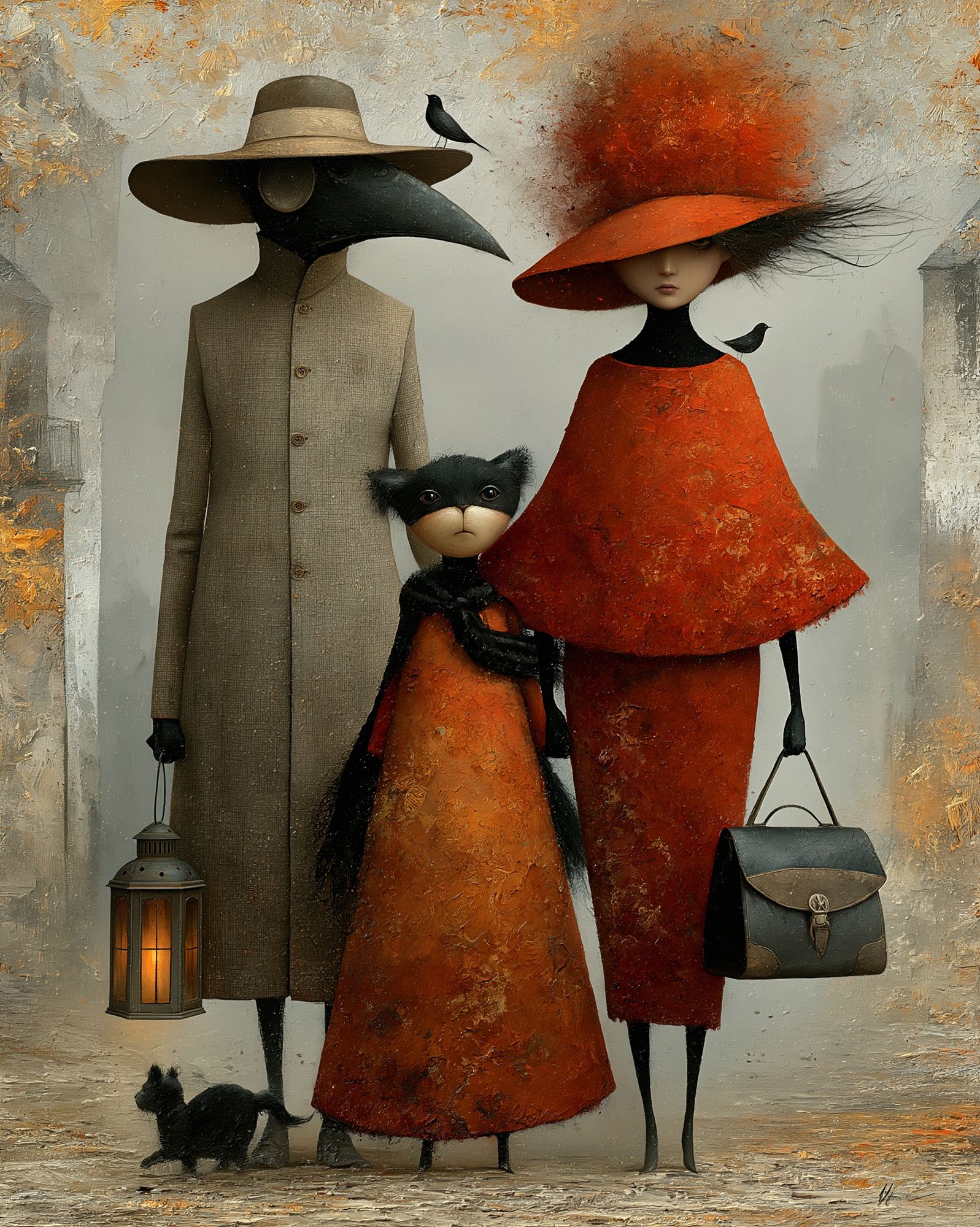 Surreal Fashion Family Illustration Poster. poster detail