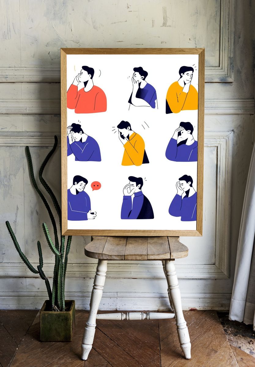 Emotional Faces Illustration Poster. room preview